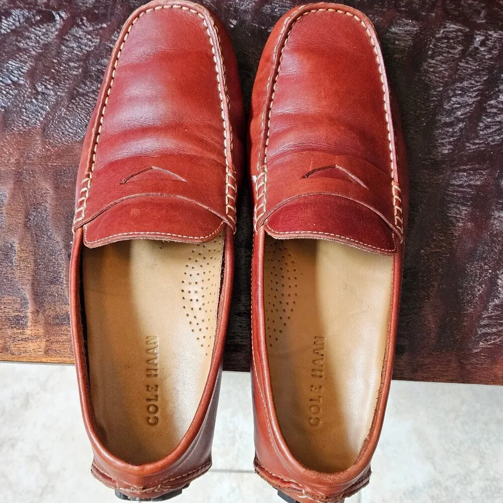 Cole Haan Men's Soft Leather Penny Loafers, Light Brown, Sz 9 - Picture 6 of 16